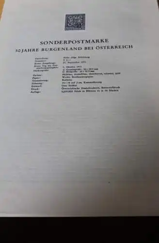 Österreich Schwarzdruck auf Schwarzdruckblatt 1971 zur Ausgabe: 50 Jahre Burgenland bei Österreich