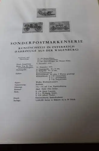 Österreich Schwarzdruck auf Schwarzdruckblatt 1972 zur Ausgabe: Kunstschätze in Österreich; Kutschen und Schlitten