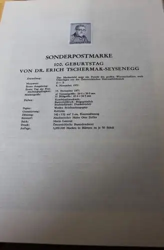 Österreich Schwarzdruck auf Schwarzdruckblatt 1971 zur Ausgabe: 100. Geburtstag Dr. Erich Tschermak-Seysenegg