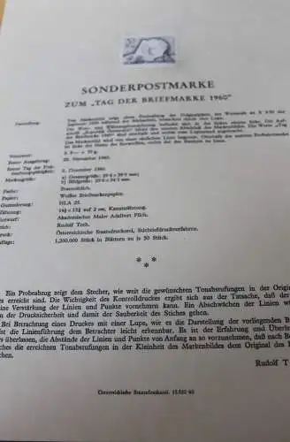 Österreich Schwarzdruck auf Schwarzdruckblatt 1960 zur Ausgabe: Tag der Briefmarke 1960