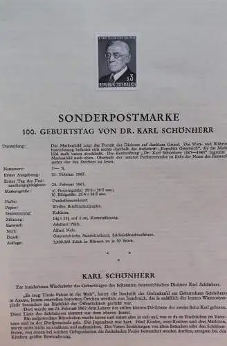 Schwarzdruck auf Schwarzdruckblatt Österreich 1967 zur Ausgabe: 100. Geburtstag Dr. Karl Schönherr