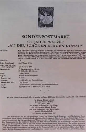 Österreich Schwarzdruck auf Schwarzdruckblatt 1967 zur Ausgabe: 100 Jahre Walzer "An der schönen blauen Donau"