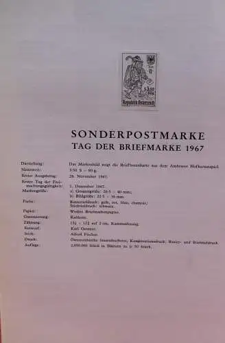 Österreich Schwarzdruck auf Schwarzdruckblatt 1967 zur Ausgabe: Tag der Briefmarke 1967