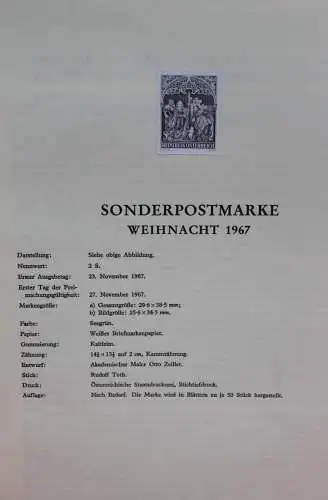 Schwarzdruck auf Schwarzdruckblatt Österreich 1967 zur Ausgabe: Weihnacht 1967