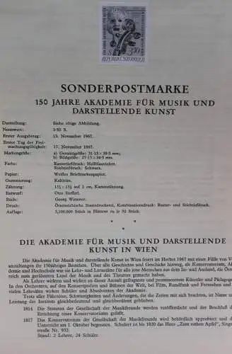 Schwarzdruck auf Schwarzdruckblatt Österreich 1967 zur Ausgabe: 150 Jahre Akademie für Musik und Darstellende Kunst