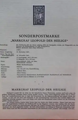 Schwarzdruck auf Schwarzdruckblatt Österreich 1967 zur Ausgabe: Markgraf Leopold der Heilige