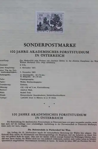 Schwarzdruck auf Schwarzdruckblatt Österreich 1967 zur Ausgabe: 100 Jahre Akademisches Forststudium in Österreich