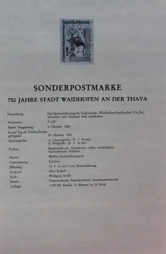 Österreich Schwarzdruck auf Schwarzdruckblatt 1980 zur Ausgabe: 750 Jahre Stadt Waidhofen an der Thaya