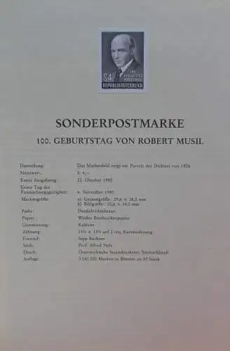 Schwarzdruck auf Schwarzdruckblatt Österreich 1980 zur Ausgabe: 100. Geburtstag Robert Musil