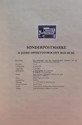 Schwarzdruck auf Schwarzdruckblatt Österreich 1985 zur Ausgabe: 25 Jahre Operettenwochen Bad Ischl