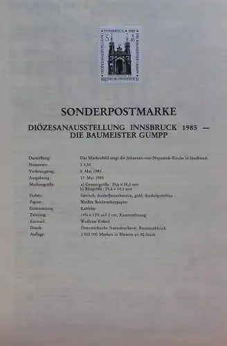 Schwarzdruck auf Schwarzdruckblatt Österreich 1985 zur Ausgabe: Diözesanausstellung Innsbruck 1985 Die Baumeister Gumpp