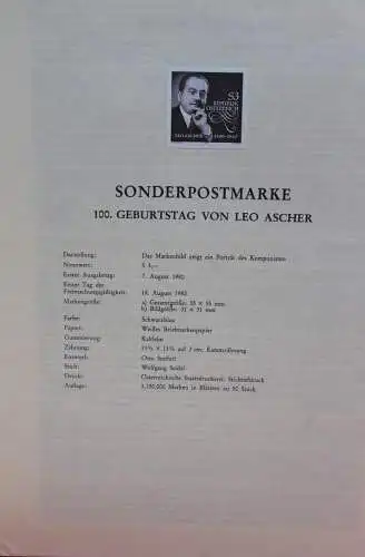 Österreich Schwarzdruck auf Schwarzdruckblatt 1980 zur Ausgabe: 100. Geburtstag Leo Ascher, Komponist