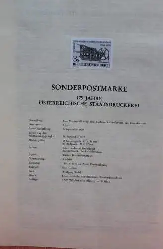 Österreich Schwarzdruck auf Schwarzdruckblatt 1979 zur Ausgabe: 175 Jahre Österreichische Staatsdruckerei