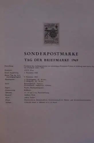 Schwarzdruck auf Schwarzdruckblatt  Österreich 1969 zur Ausgabe: Tag der Briefmarke 1969