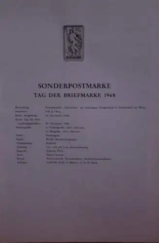 Schwarzdruck auf Schwarzdruckblatt Österreich 1968 zur Ausgabe: Tag der Briefmarke 1968