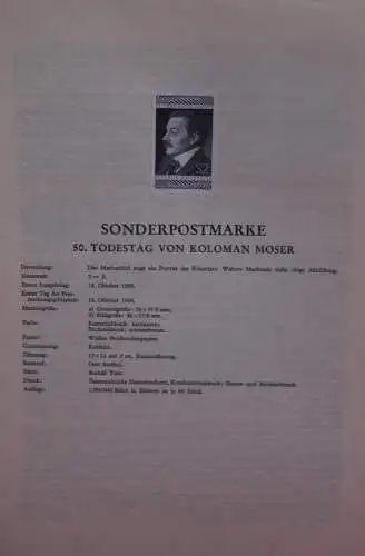 Schwarzdruck auf Schwarzdruckblatt Österreich 1968 zur Ausgabe: 50. Todestag Koloman Moser