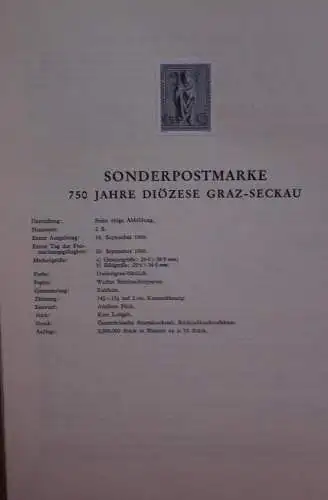 Schwarzdruck auf Schwarzdruckblatt Österreich 1968 zur Ausgabe: 750 Jahre Diözese Graz - Seckau