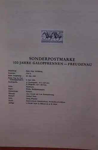 Schwarzdruck auf Schwarzdruckblatt Österreich 1968 zur Ausgabe: 100 Jahre Galopprennen - Freudenau