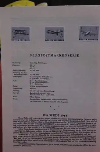 Österreich Schwarzdruck auf Schwarzdruckblatt 1968 zur Ausgabe: Flugpostmarkenserie