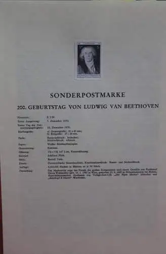 Österreich Schwarzdruck auf Schwarzdruckblatt 1970 zur Ausgabe: 200. Geburtstag von Ludwig van Beethoven