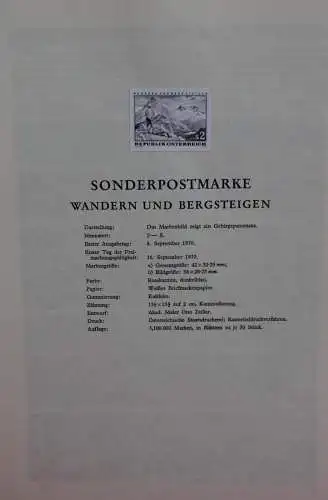 Schwarzdruck auf Schwarzdruckblatt Österreich 1970 zur Ausgabe: Wandern und Bergsteigen