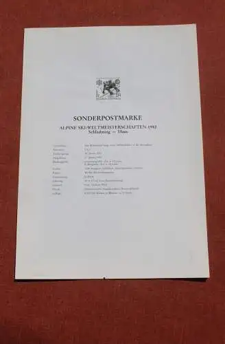 Österreich Schwarzdruck auf Schwarzdruckblatt 1982 zur Ausgabe: Alpine Ski-Weltmeisterschaften 1982 Schladming-Haus