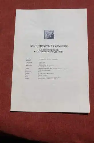 Österreich Schwarzdruck auf Schwarzdruckblatt 1982 zur Ausgabe: Sportmotive: Tennis