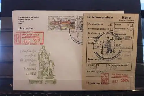 DDR 9.Jugendausstellung Berlin-Karlshorst 1986 mit Sondereinschreibmarke und Einlieferungsschein