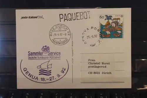 Ausstellungskarte Sammler - Service Deutsche Bundespost Genua 1992; Paquebot