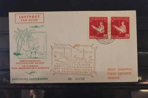 Deutschland  Lufthansa Eröffnungsflug Deutschland (Hamburg) - Nahost 1956 (Zuleitung aus Berlin-Ost)