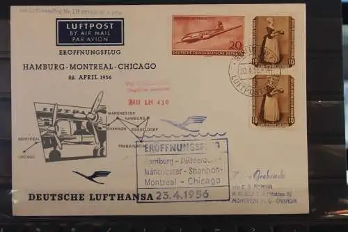 Deutschland  Lufthansa Eröffnungsflug LH 430  Hamburg - Montreal - Chicago 1956 (Zuleitung aus Berlin-Ost)