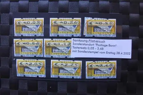 Automatenmarken, ATM Samkyung-Pilotversuch "POSTTAGE BONN 2002", Sonderstempel, sehr selten!