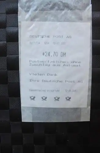 Automatenmarken, ATM, Sielaff Tastensatz TS2; MiNr. 3.3; Ersttagsstempel, Quittung