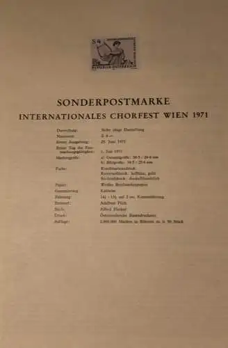 Schwarzdruck auf Schwarzdruckblatt Österreich 1971 zur Ausgabe Intern. Chorfest Wien 1971