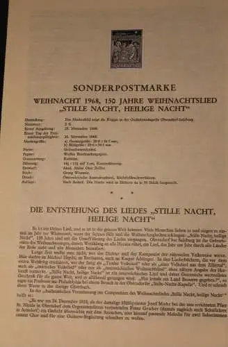 Österreich Amtl. Schwarzdruck auf Schwarzdruckblatt 1968 zur Ausgabe "Stille Nacht, Heilige Nacht"