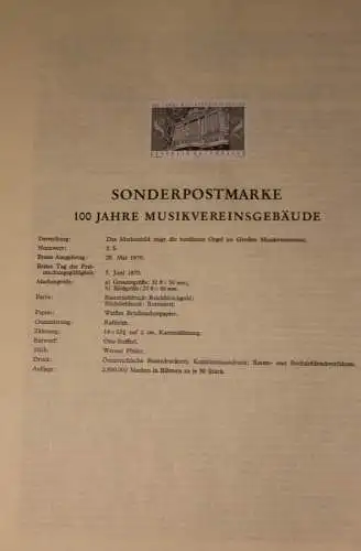 Schwarzdruck auf Schwarzdruckblatt Österreich 1970 zur Ausgabe: Musikvereinsgebäude