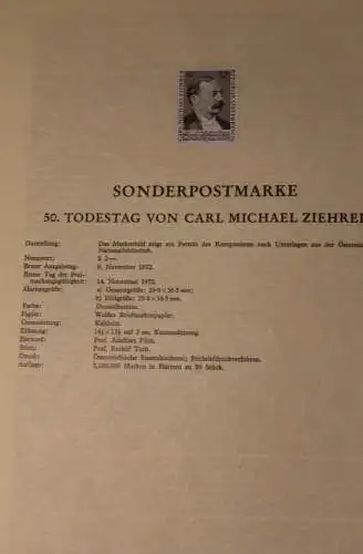 Österreich Amtl. Schwarzdruck auf Schwarzdruckblatt 1972 zur Ausgabe 50. Todestag Carl M. Ziehrer