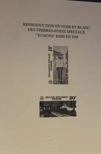 Belgien, Amtlicher Schwarzdruck der Belgischen Post: EUROPA-Marken 1983, mit Prägesigel