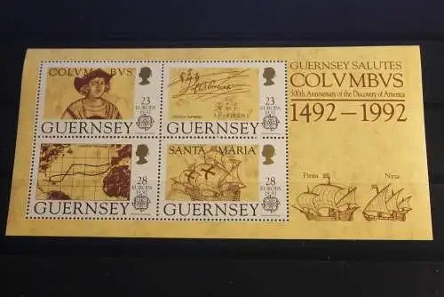 Guernsey CEPT EUROPA UNION 1992, Block 8 mit offiziellem Zudruck zur World Columbian Stamp EXPO, postfrisch