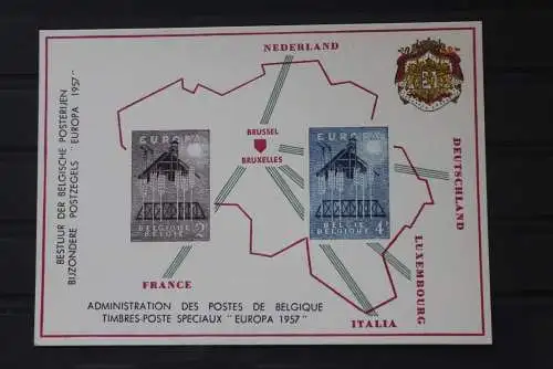 Belgien, Amtliches Gedenkblatt der Belgischen Post: EUROPA-Marken 1957; Wallonische  Ausgabe (Französische Sprache)
