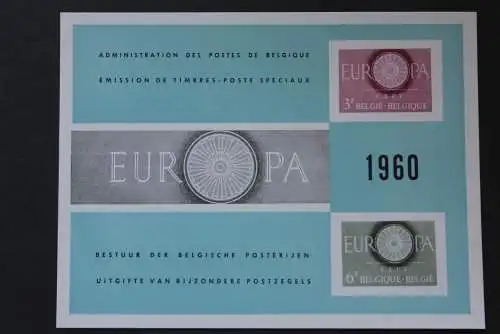 Belgien, Amtliches Gedenkblatt der Belgischen Post: EUROPA-Marken 1960