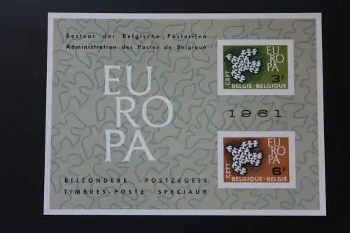 Belgien, Amtliches Gedenkblatt der Belgischen Post: EUROPA-Marken 1961