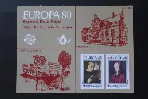 Belgien, Amtliches Gedenkblatt der Belgischen Post: EUROPA-Marken 1980