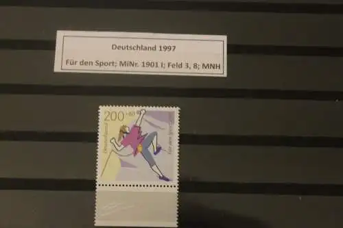 Deutschland 1997; Für den Sport; MiNr. 1901 I; MNH mit Plattenfehler PF I; Feld 8