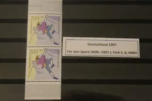 Deutschland 1997; Für den Sport; MiNr. 1901 I; MNH mit Plattenfehler PF I; Feld 3 und 8