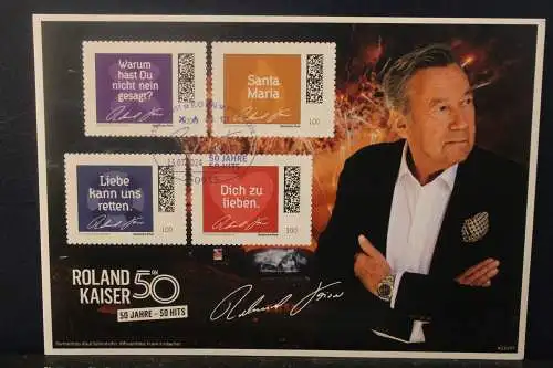 Roland Kaiser 50 Jahre; Bogen mit Ersttags-Sonderstempel, sehr rar