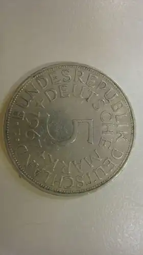 5 DM Silbermünze 1967 F, VZ