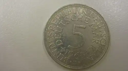 5 DM Silbermünze 1968 J Vz