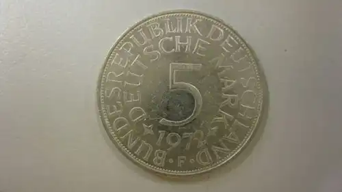 5 DM Silbermünze 1972 F, stg