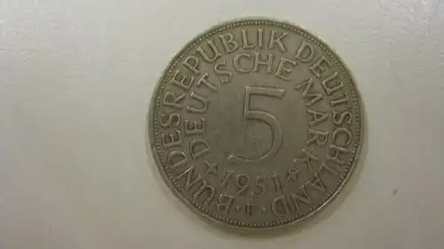 5 DM Silbermünze 1960 J, SS/VZ